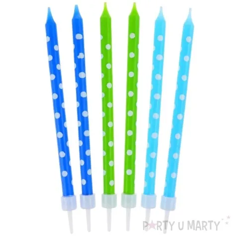 swieczki na tort grochy boy niebiesko zielone godan 24 szt