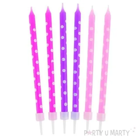 swieczki na tort grochy girl rozowo fioletowe godan 24 szt