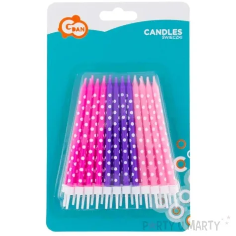 swieczki na tort grochy girl rozowo fioletowe godan 24 szt