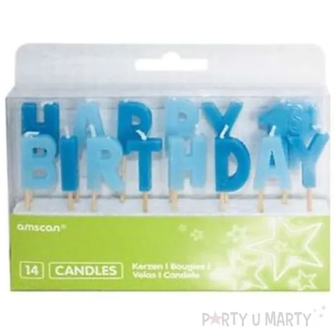 swieczki na tort happy birthday blekitne amscan