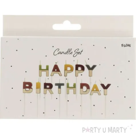 swieczki na tort happy birthday comfy cozy zloty folat 13 szt