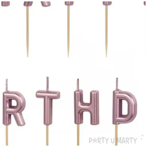 swieczki na tort happy birthday rose gold partydeco 7 cm 13 szt