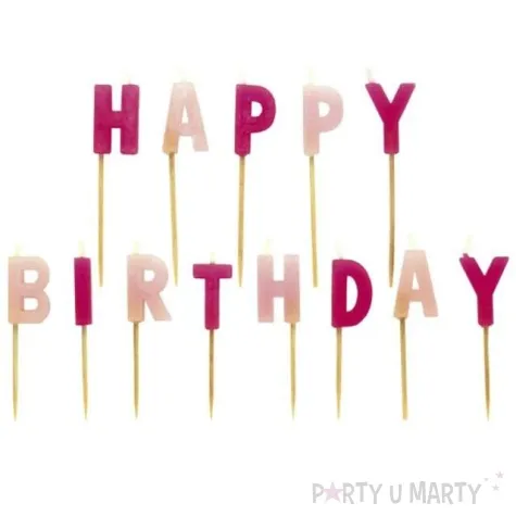 swieczki na tort happy birthday rozowe amscan