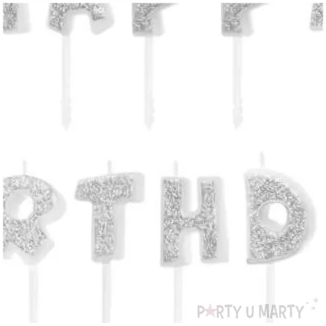 swieczki na tort happy birthday srebrne partypal