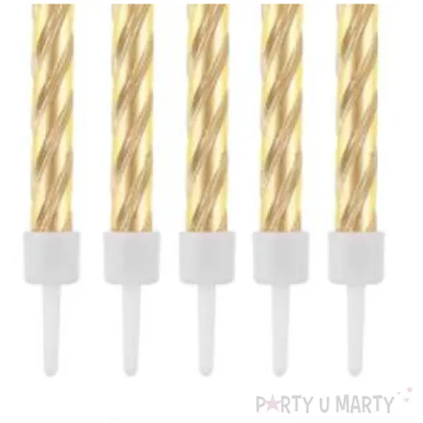 swieczki na tort happy birthday zakrecone zloty godan 8 cm 16 szt