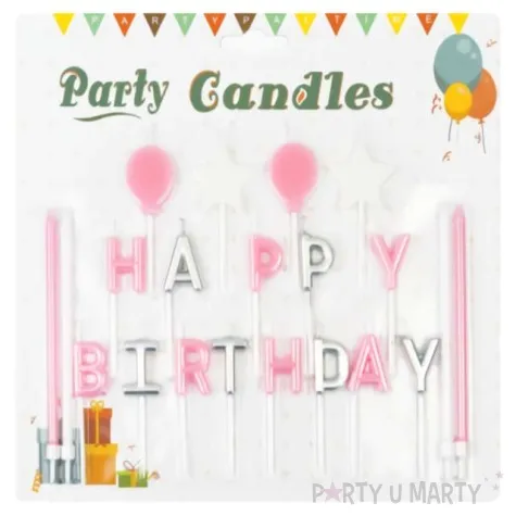 swieczki na tort happy birthday zestaw rozowy partypal