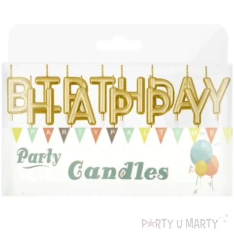 swieczki na tort happy birthday zlote partypal 7 cm
