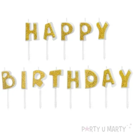 swieczki na tort happy birthday zlote partypal