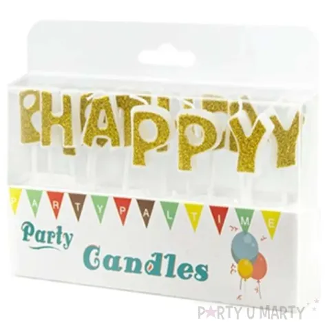 swieczki na tort happy birthday zlote partypal