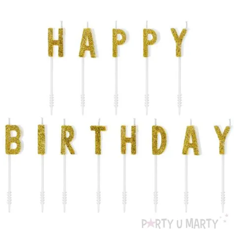 swieczki na tort happy birthday zloty 2 5cm 1 op 13 szt