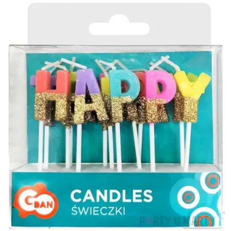 swieczki na tort happy birthday zloty brokat mix godan