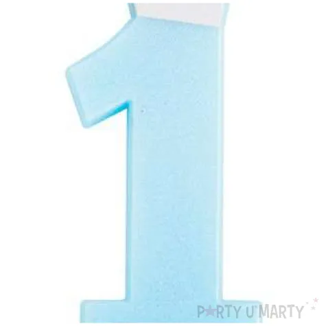 swieczki na tort jedynka w koronie blekitna givi