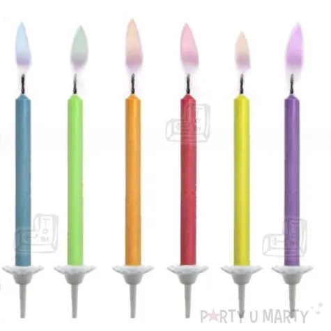 swieczki na tort kolorowe plomienie mix 6 szt