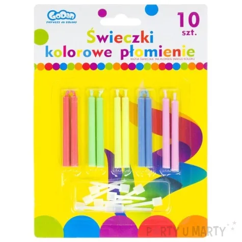 swieczki na tort kolorowe plomienie mix godan 10 szt