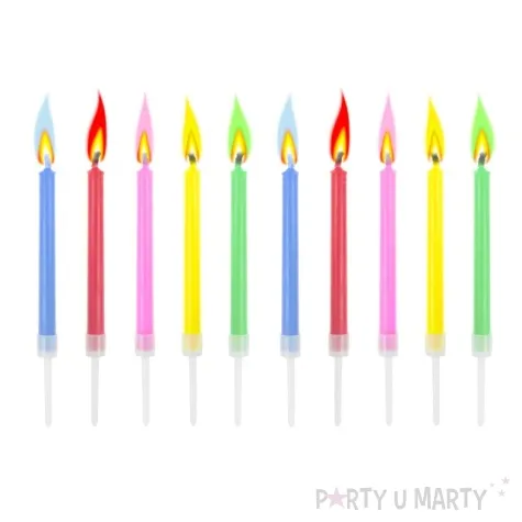 swieczki na tort kolorowe plomienie mix godan 10 szt