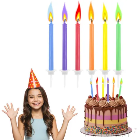 swieczki na tort kolorowe plomienie mix godan 6 szt