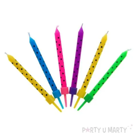 swieczki na tort kropeczki mix partydeco 6 6 szt