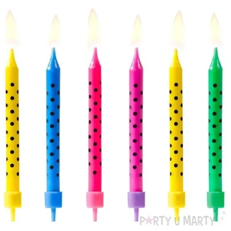 swieczki na tort kropeczki mix partydeco 6 6 szt