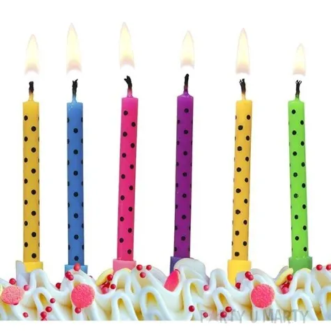 swieczki na tort kropeczki mix partydeco 6 6 szt