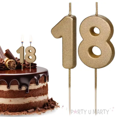 swieczki na tort liczba 18 zloty 4 5 cm 2 szt