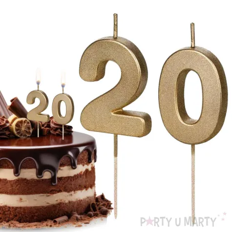 swieczki na tort liczba 20 zloty 4 5 cm 2 szt