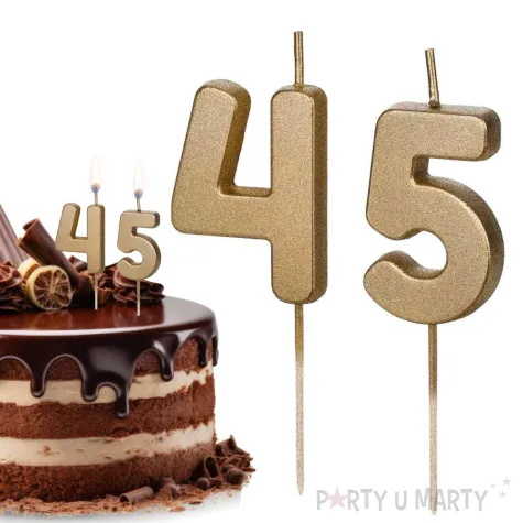 swieczki na tort liczba 45 zloty 4 5 cm 2 szt