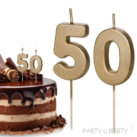 swieczki na tort liczba 50 zloty 4 5 cm 2 szt