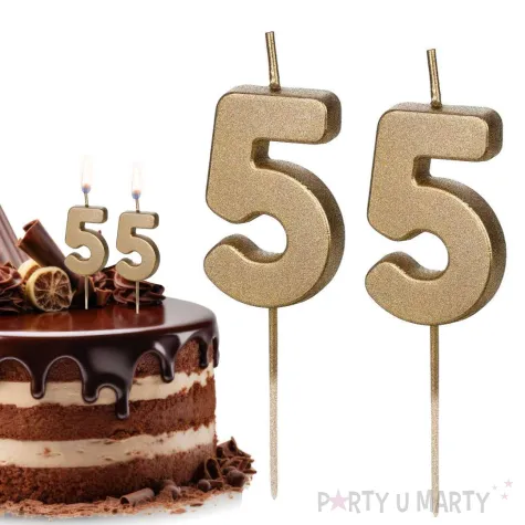 swieczki na tort liczba 55 zloty 4 5 cm 2 szt