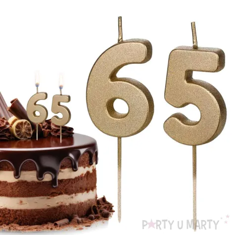 swieczki na tort liczba 65 zloty 4 5 cm 2 szt