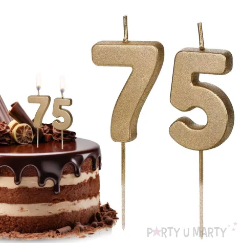 swieczki na tort liczba 75 zloty 4 5 cm 2 szt