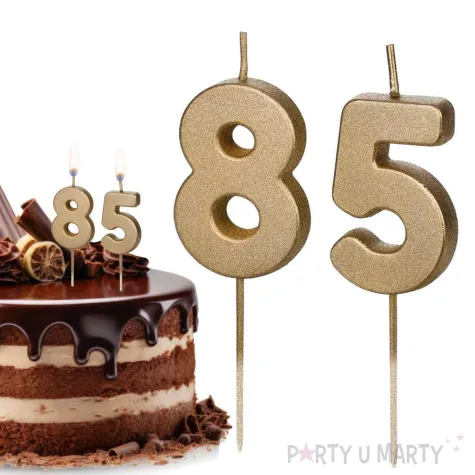 swieczki na tort liczba 85 zloty 4 5 cm 2 szt