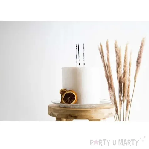 swieczki na tort marmurkowe czarny folat 10 cm 24 szt