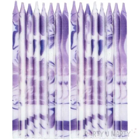 swieczki na tort marmurkowe fiolet folat 10 cm 24 szt