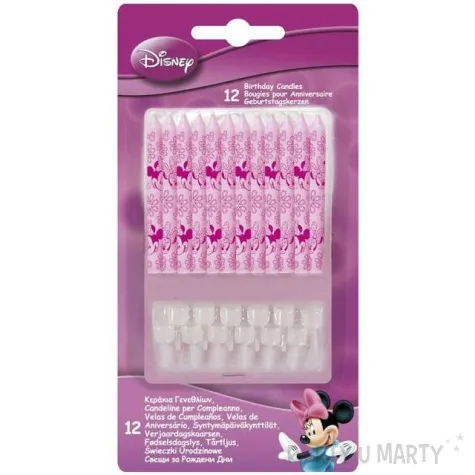 swieczki na tort mickey mouse rozowe procos 12 szt
