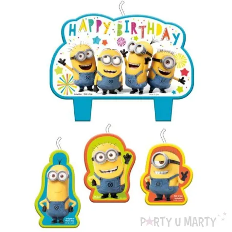 swieczki na tort minionki happy birthday amscan 4 szt
