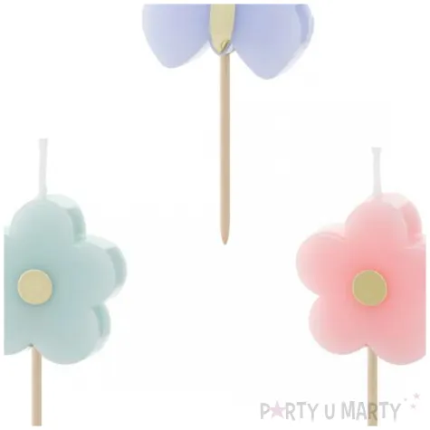 swieczki na tort motyle i kwiaty partydeco 3 5 cm 5 szt