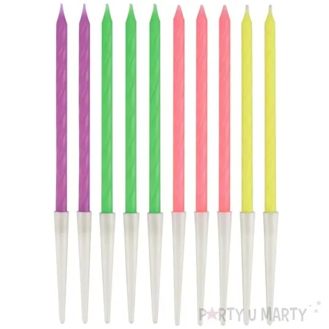swieczki na tort neon classic mix godan 10 szt