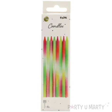 swieczki na tort neonowe ombre mix folat 24 szt