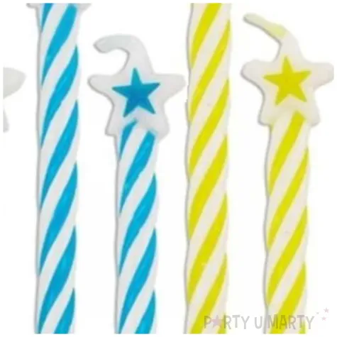 swieczki na tort paski i gwiazdki mix amscan 6 cm 8 szt