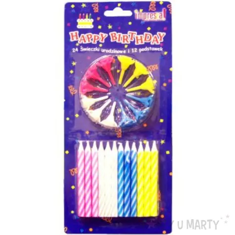 swieczki na tort paski mix godan 6 cm 24 szt