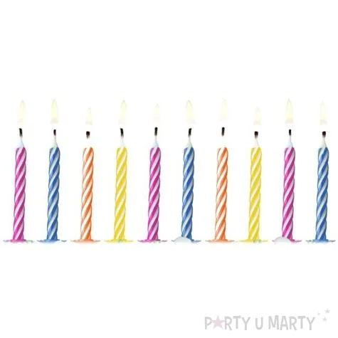 swieczki na tort paski mix partydeco 6 cm 10 szt