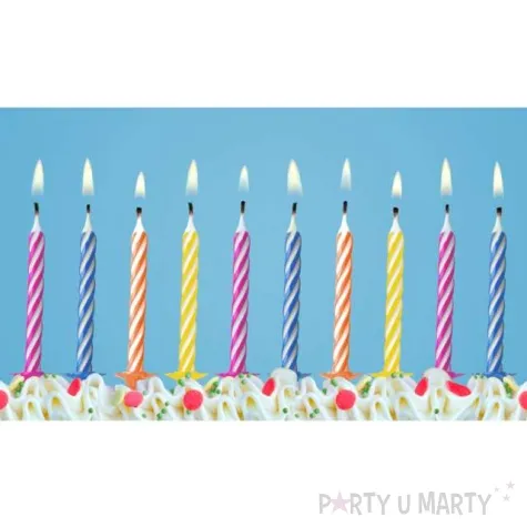 swieczki na tort paski mix partydeco 6 cm 10 szt