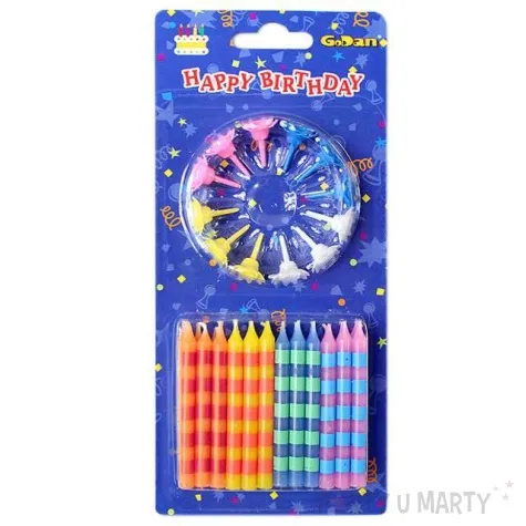 swieczki na tort pasy poziome mix godan 6 cm 24 szt