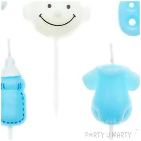 swieczki na tort pikery baby shower boy niebieskie partypal 5 szt