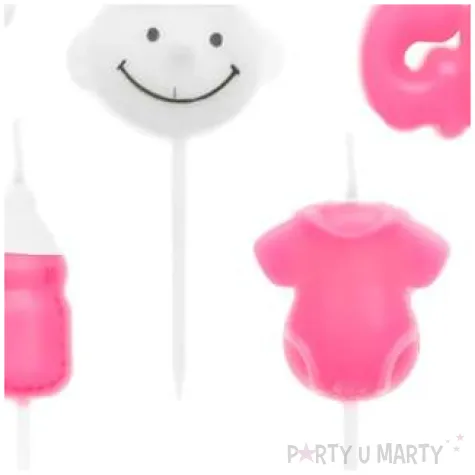 swieczki na tort pikery baby shower girl rozowe partypal 5 szt