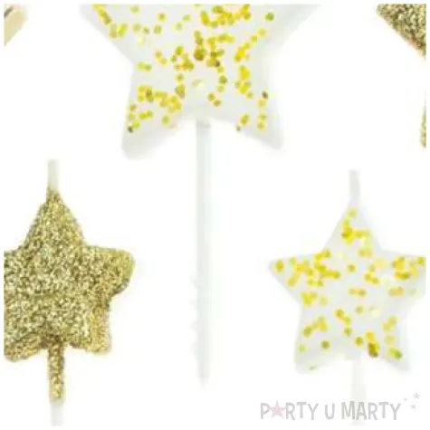 swieczki na tort pikery gwiazdki zlote partypal 5 szt