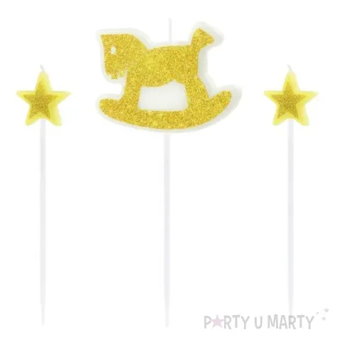 swieczki na tort pikery konik na biegunach zlote partypal 3 szt