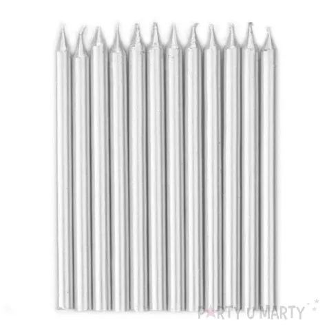 swieczki na tort proste srebrne 12 12 szt