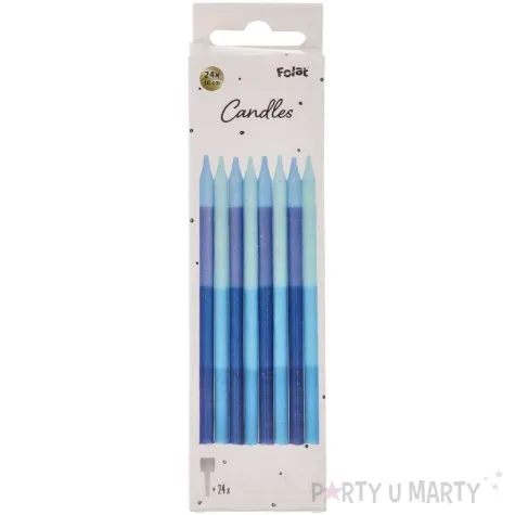 swieczki na tort przejscia niebieski folat 24 szt