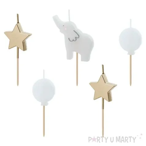 swieczki na tort slonik partydeco 5 cm 5 szt